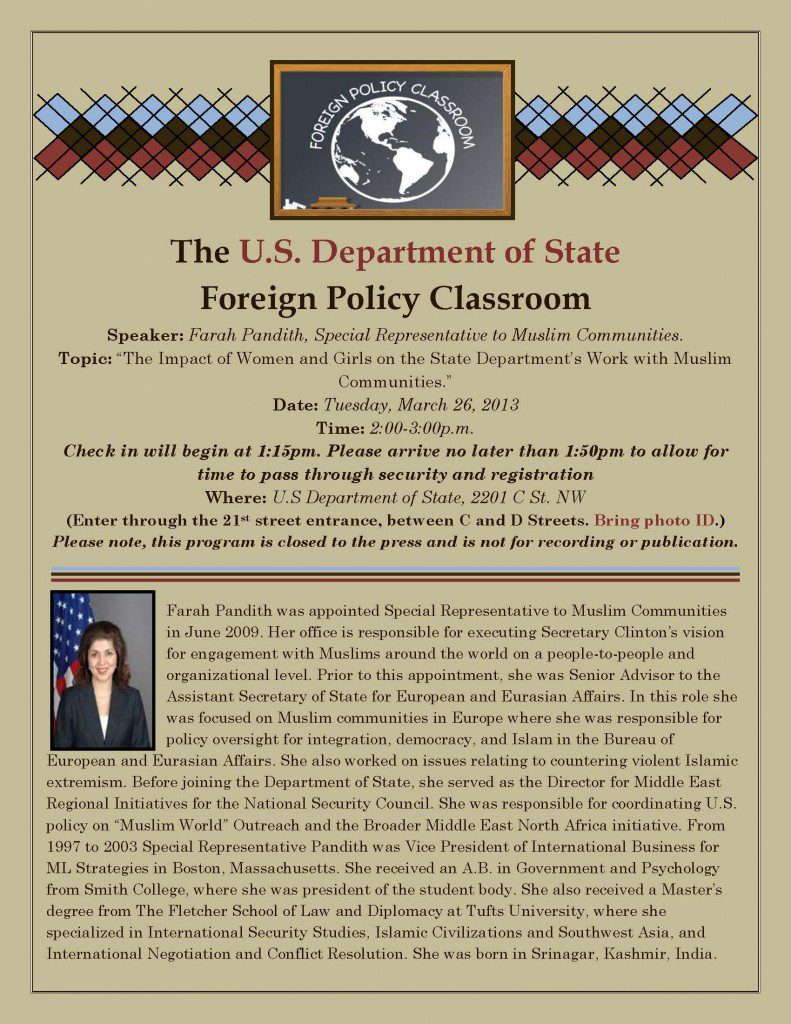 Foreign Policy Classroom Event Announcement - March 26